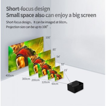2018 NEW T200 LED Portable Pocket Projector 1920*1080 Support AV TF Card USB HDMI 5V-2A Power in Piano lacquer Touch button