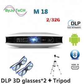 ByJoTeCH M18 projector 2G 32G 3D glasses Tripod 3D Android WIFI Proyector 4K Beamer AirPlay Miracast Built-in battery Vs dlp800w
