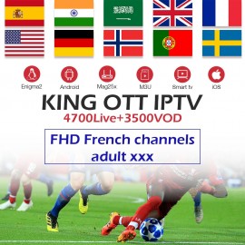 King OTT IPTV subscription France Spain Arabic UK Germany Nordic Sweden Portugal IPTV M3U android tv box MAG smart tv enigma2