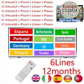 Europe HD Cable 1 Year CCCams for V7S V8 Nova Satellite TV Receiver 6/7 Clines WIFI FULL HD DVB-S2 Support Spain Cline Server