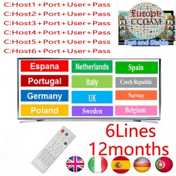 Europe HD Cable 1 Year CCCams for V7S V8 Nova Satellite TV Receiver 6/7 Clines WIFI FULL HD DVB-S2 Support Spain Cline Server
