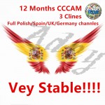 1 Year Europe Cccams 3 Clines Server For Spain Portugal Germany Poland Italy support DVB-S2 Receptor Satelite TV Receiver