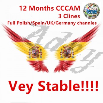 1 Year Europe Cccams 3 Clines Server For Spain Portugal Germany Poland Italy support DVB-S2 Receptor Satelite TV Receiver