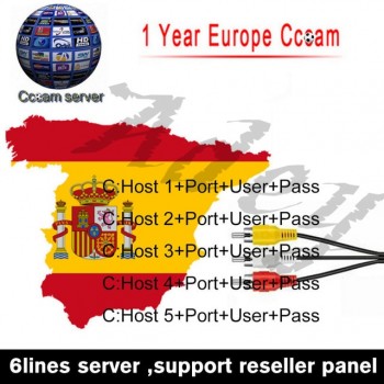 1 Year Europe Cccams 3 Clines Server For Spain Portugal Germany Poland Italy support DVB-S2 Receptor Satelite TV Receiver