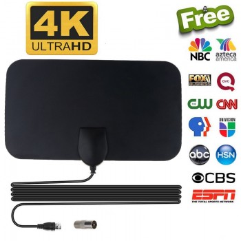 kebidumei Flat Indoor HD Digital Indoor Antena TV HDTV Antenna High Signal Capture Cable for Home