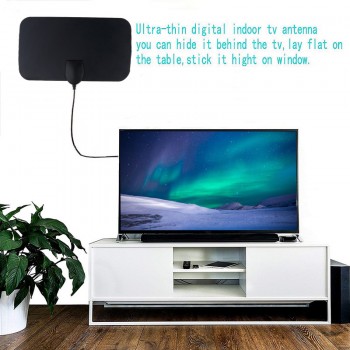 kebidumei Flat Indoor HD Digital Indoor Antena TV HDTV Antenna High Signal Capture Cable for Home