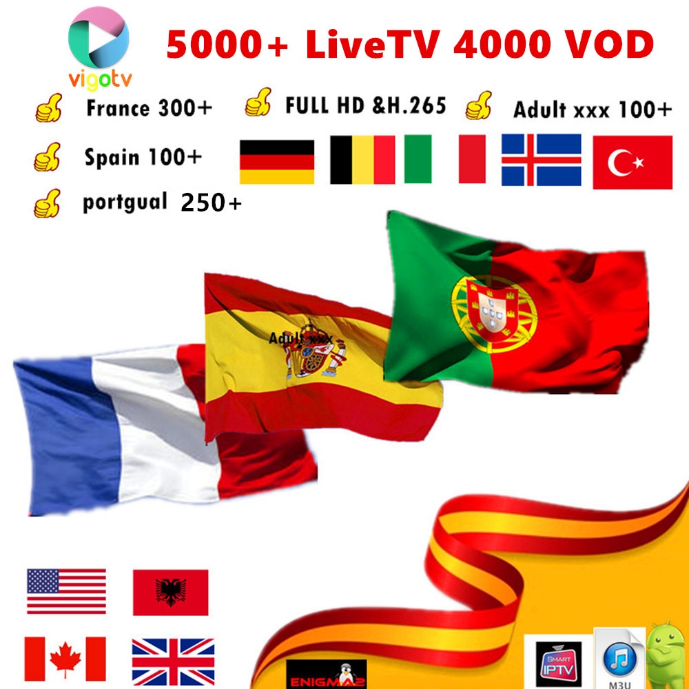 Vigotv 5000 LiveTV 1 year Europe Arabic IPTV French begluim UK Spain Portugal Dutch USA canada IPTV Support Android m3u enigma2