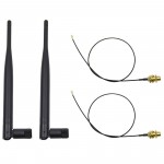 Top Deals 2 x 6dBi 2.4GHz 5GHz Dual Band WiFi RP-SMA Antenna + 2 x 35cm U.fl / IPEX Cable