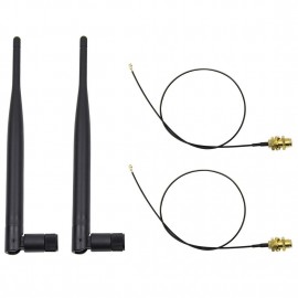 Top Deals 2 x 6dBi 2.4GHz 5GHz Dual Band WiFi RP-SMA Antenna + 2 x 35cm U.fl / IPEX Cable