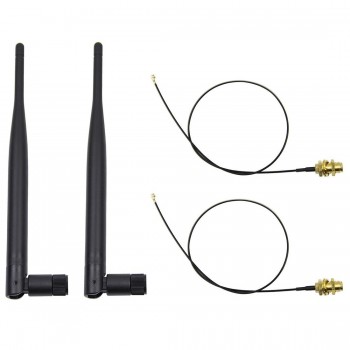 Top Deals 2 x 6dBi 2.4GHz 5GHz Dual Band WiFi RP-SMA Antenna + 2 x 35cm U.fl / IPEX Cable