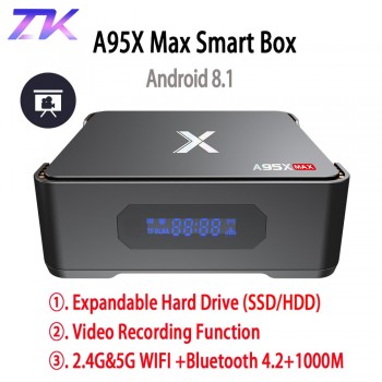 A95X MAX X2 Android 8.1 TV Box 4G 64G Amlogic S905X2 2.4Gamp;5G Wifi BT 4.2 1000M Smart TV Box Support Video Recording Set Top Box