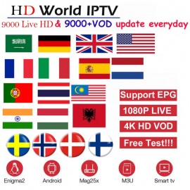 HD World IPTV +9000 Live 9000 VOD 4K HD Channel best for Europe Arabic Asian Africa Latino America Global IPTV subscription