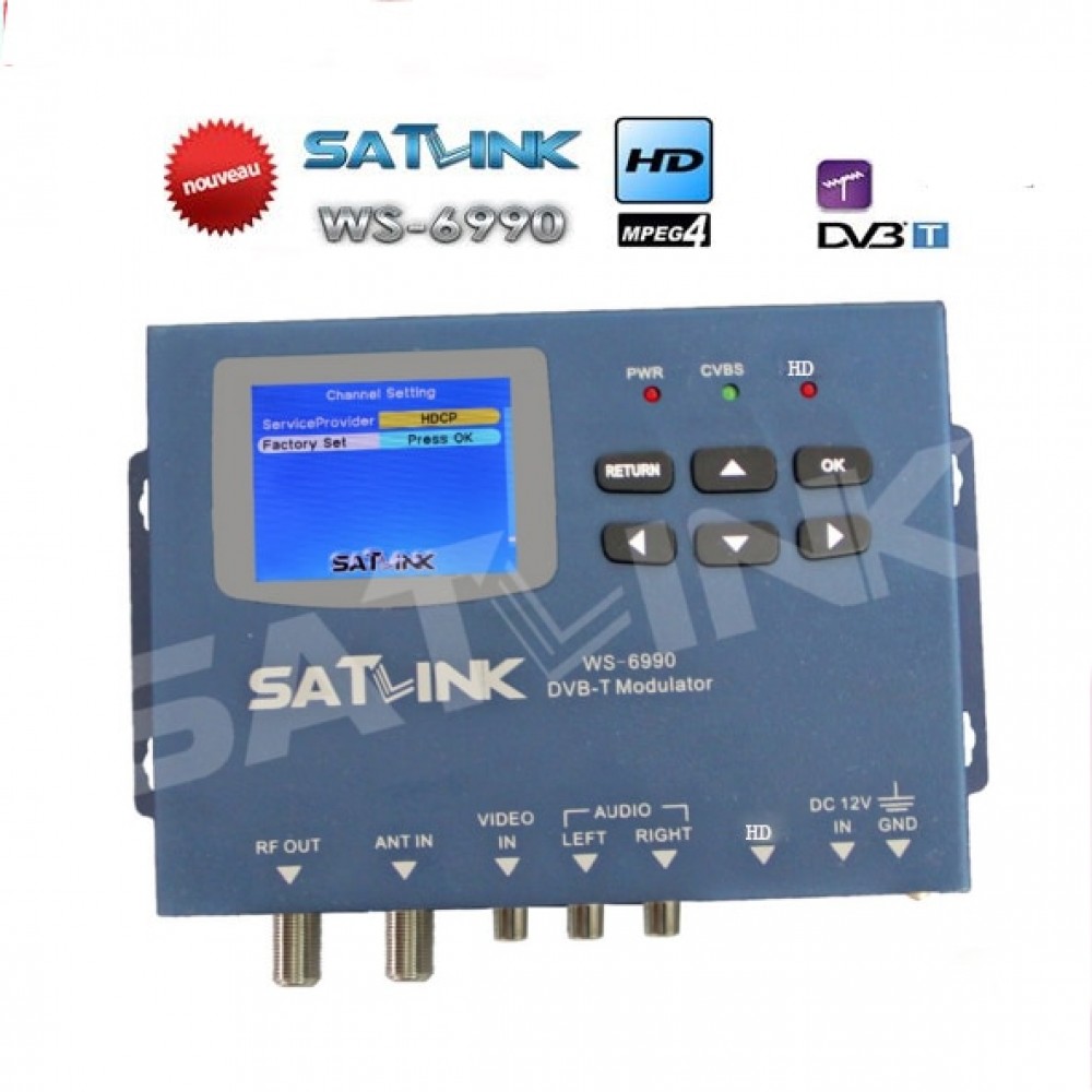 hdmi modulator Satlink WS-6990 HD AV input single-channel DVB-T Modulator Compact and wall mountable WS6990 WS 6990