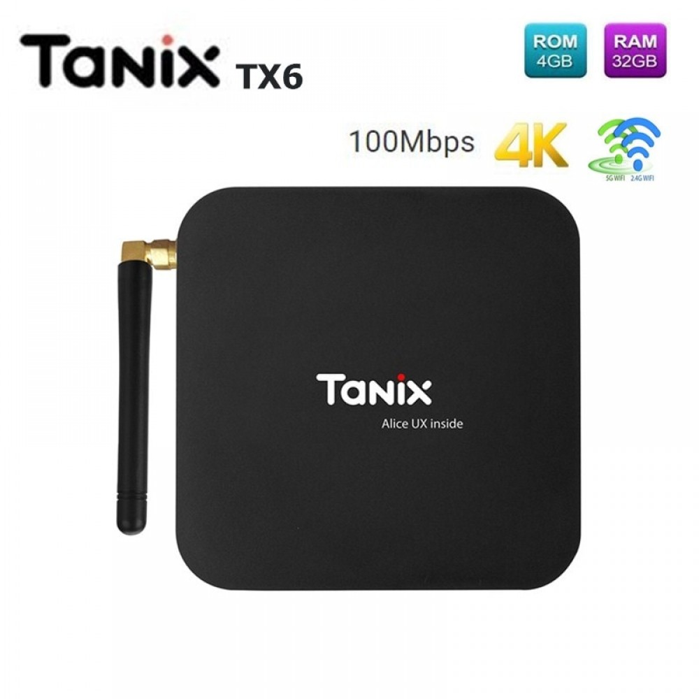 Tanix TX6 TV Box Allwinner H6 4GB DDR3+32GB EMMC 2.4GHz + 5.8GHz WiFi BT5.0 Support 4K H.265 100Mbps For Android 7.0 Set Top Box
