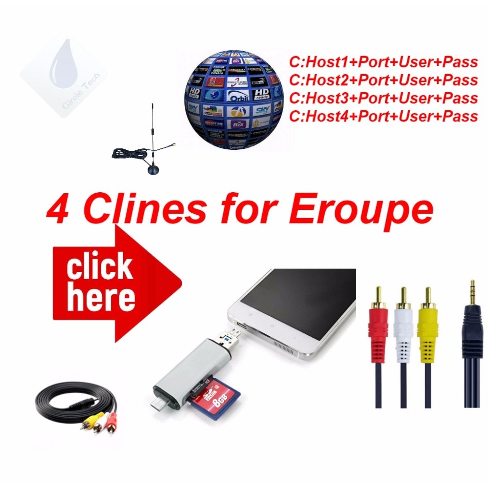 Freesat AV Cable Digital Satellite TV Receiver DVB-S/S2 HD AV Cable 1 Year cccam 4Lines europe Germany Poland Spain UK France