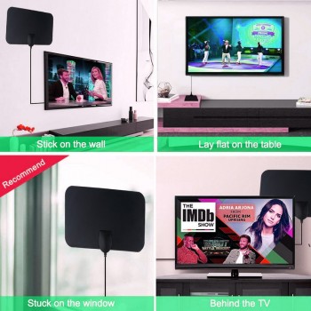 Kebidumei 4K 25DB Digital TV Antenna High Gain HD TV DTV Box EU Plug 50 Miles Booster Active Indoor Aerial HD Flat Design