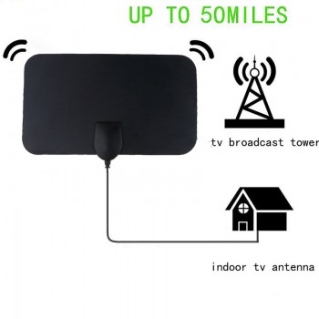 Kebidumei 4K 25DB Digital TV Antenna High Gain HD TV DTV Box EU Plug 50 Miles Booster Active Indoor Aerial HD Flat Design