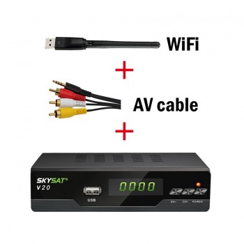 Xtream IPTV DVB-S2 Box SKYSAT V20 support H.265 RJ45 CCCamd Newcamd Xtream IPTV m3u Youtube Auto Powervu Auto Biss Set Top Box