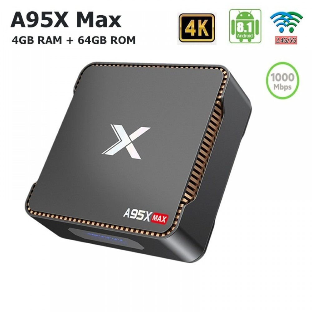 A95X Max TV Box Amlogic S905X2 Android 8.1 4GB RAM + 64GB ROM 2.4G + 5G WiFi 1000Mbps BT4.2 Support 4K 2.5inch SSD HDD H.265