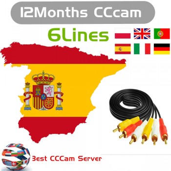HD 1 Year CCCAM 6 lines Cline Server Europe cccam For Satellite receiver Spain UK Germany  Italy POLSAT MOVISTAR ES Spain RCA