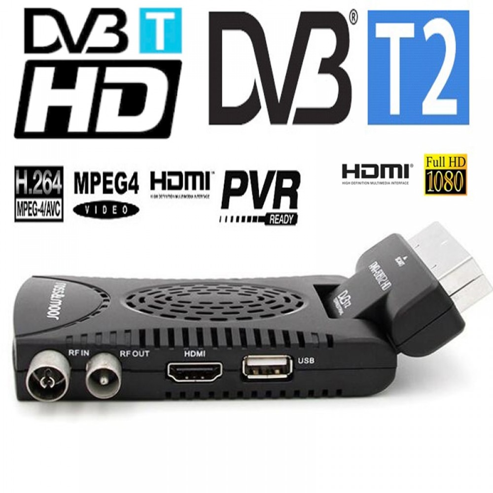 mini scart the smallest mini HD DVB-T2 tv receiver compatilbe with DVB-T/MPEG-4/H.264 dvb t2 tuner hdmi+scart output
