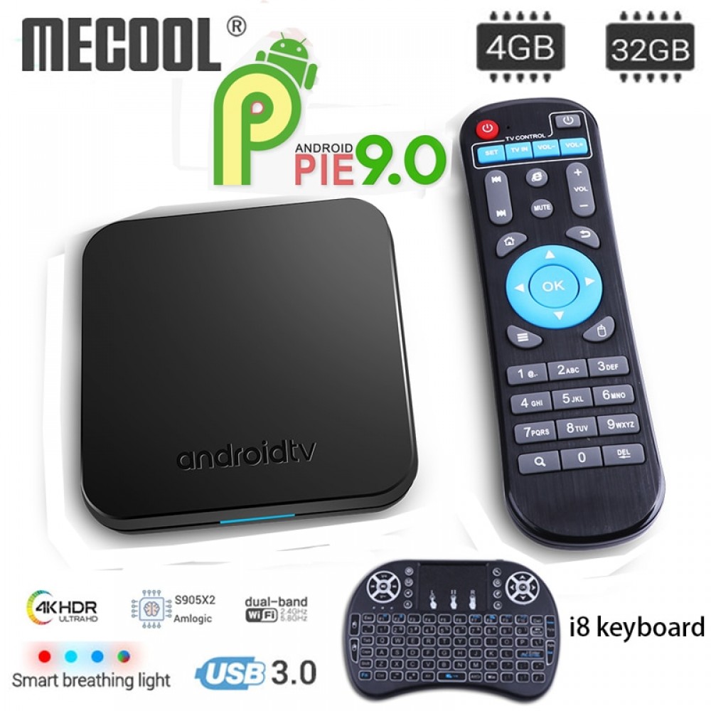 MECOOL  KM9 Android 9.0 Smart TV Box 4GB DDR4 RAM 32GB ROM 2.4G/5G WiFi BT 4.1 USB 3.0 Set Top TV Box 4K Media Player
