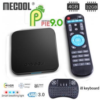 MECOOL  KM9 Android 9.0 Smart TV Box 4GB DDR4 RAM 32GB ROM 2.4G/5G WiFi BT 4.1 USB 3.0 Set Top TV Box 4K Media Player