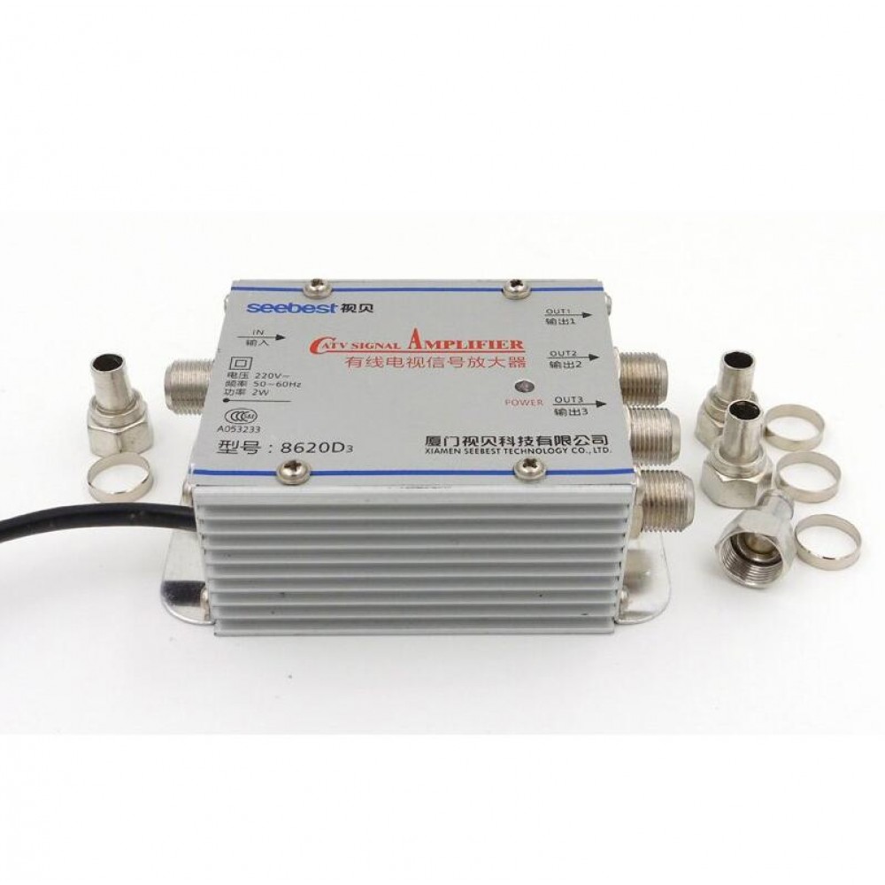 3 Way CATV Cable TV Signal Amplifier AMP Antenna Booster Splitter Set Broadband Home Tv Equipments 45Mhz to 860MHz