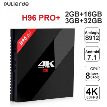 PULIERDE H96 PRO Plus 2GB 16GB Smart Android 7.1 TV Box Amlogic S912 Octa Core 2.4GHz/5.8GHz Wifi 4K BT4.1 PRO+ Set Top Box