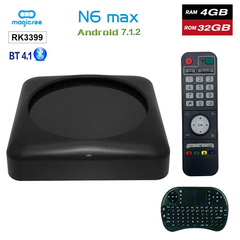 Magicsee N6 Max RK3399 Android 7.1 TV BOX 4G 32G Rom 2.4+5G Dual Wifi 1000M LAN Bluetooth 4.1 Smart Box 4K Set Top Box