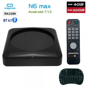 Magicsee N6 Max RK3399 Android 7.1 TV BOX 4G 32G Rom 2.4+5G Dual Wifi 1000M LAN Bluetooth 4.1 Smart Box 4K Set Top Box