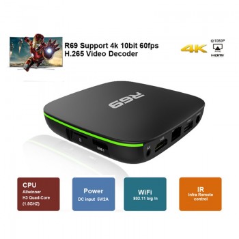 Mini R69 Android 7.1 Smart TV Box 1GB 8GB Allwinner H3 Quad-Core 2.4G Wifi Set Top Box 1080P HD Support 3D movie Suppot IPTV Box