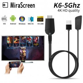 Mirascreen k6-5Ghz TV Dongle Dual Band 2.4GHz 5.8GHz 4K HD WiFi Miracast Airplay DLNA TV Stick 4K HD EZCast WiFi display dongle