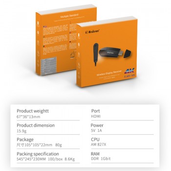 Mirascreen k6-5Ghz TV Dongle Dual Band 2.4GHz 5.8GHz 4K HD WiFi Miracast Airplay DLNA TV Stick 4K HD EZCast WiFi display dongle