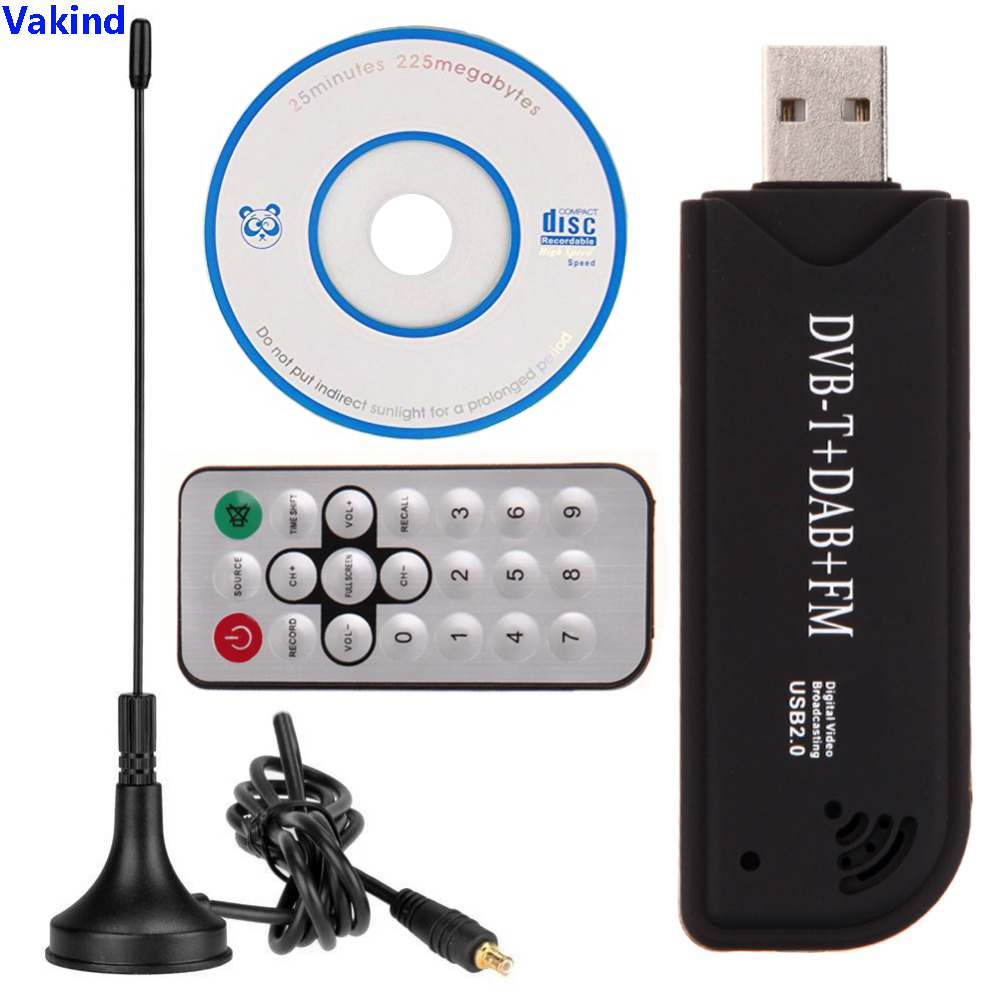 VAKIND Brand New USB 2.0 TV Tuner Digital DVB-T SDR+DAB+FM HDTV Receiver SDR TV Stick RTL2832U+FC0012 High Quality