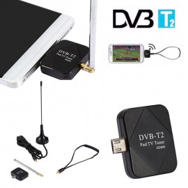 For Android 1pc High Definition DVB-T2 Micro USB Dongle Digital HD TV Tuner Receiver With 2 Antenna Supports DVB-T/T2 Mayitr