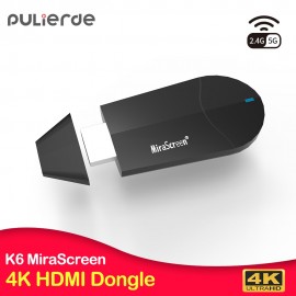 PULIERDE K6 HDMI Dongle 5G MiraScreen 4K Wireless WiFi Display Receiver 1080P HD TV Stick Miracast Airplay Mirroring