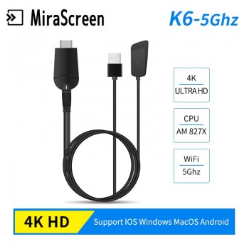 Mirascreen K6 4k HD quality 4K*2K HD 2.4G/5G Dual Band PC Android TV stick pk K4 Adapter TV dongle Miracast any cast chromecast
