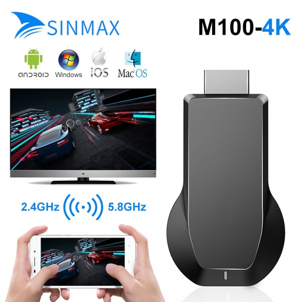 2019 New M100 AnyCast Dual Core Chip 4K Wireless Same Screen Pusher 2.4Ghz/5.8Gh MiraScreen Steam 2 Smart wireless display