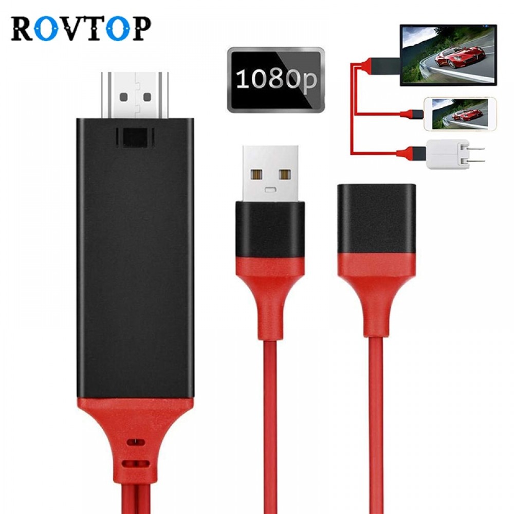 Rovtop 2M USB HDMI Cable For iPhone X 8 7 Plus 6 6s 5 5s 5S For Lighting Cable Adapter HDTV TV Ipad 8 Pin HD1080P Adapter Z25