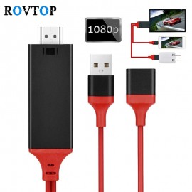 Rovtop 2M USB HDMI Cable For iPhone X 8 7 Plus 6 6s 5 5s 5S For Lighting Cable Adapter HDTV TV Ipad 8 Pin HD1080P Adapter Z25
