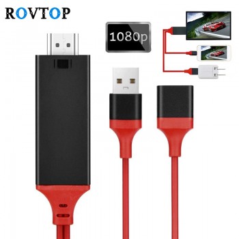 Rovtop 2M USB HDMI Cable For iPhone X 8 7 Plus 6 6s 5 5s 5S For Lighting Cable Adapter HDTV TV Ipad 8 Pin HD1080P Adapter Z25