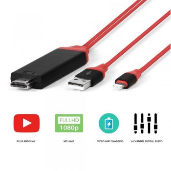 Rovtop 2M USB HDMI Cable For iPhone X 8 7 Plus 6 6s 5 5s 5S For Lighting Cable Adapter HDTV TV Ipad 8 Pin HD1080P Adapter Z25