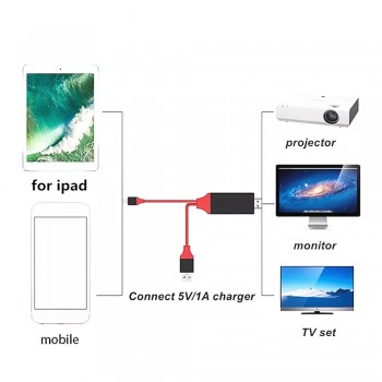 Rovtop 2M USB HDMI Cable For iPhone X 8 7 Plus 6 6s 5 5s 5S For Lighting Cable Adapter HDTV TV Ipad 8 Pin HD1080P Adapter Z25