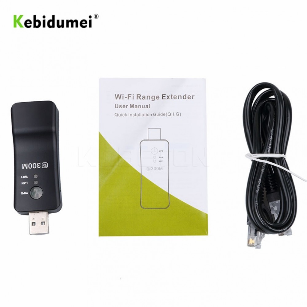 Kebidumei 300Mbps Universal Wireless TV Network Wifi Adapter WPS 300Mbps RJ-45 Wi-fi Repeater for Samsung LG Sony TV