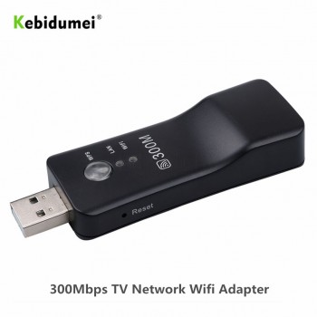 Kebidumei 300Mbps Universal Wireless TV Network Wifi Adapter WPS 300Mbps RJ-45 Wi-fi Repeater for Samsung LG Sony TV