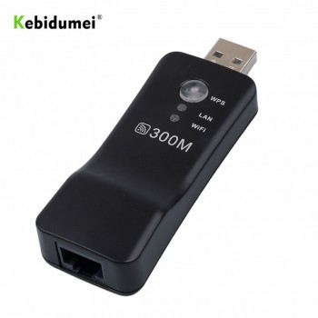 Kebidumei 300Mbps Universal Wireless TV Network Wifi Adapter WPS 300Mbps RJ-45 Wi-fi Repeater for Samsung LG Sony TV
