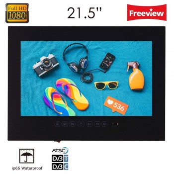 Souria 21.5 inch Bathroom Waterproof Hotel Luxury 1080P LED TV Videos Entertainment (White/Black)