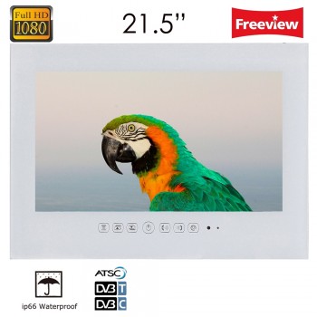 Souria 21.5 Frameless Bathroom LED TV Waterproof Shower Indoor Full HD Hidden TV Hotel (White/Black)