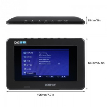 Mini 7 HD Mini Mobile Digital TV DVB-T DVB-T2 ATSC ISDB Television Support USB TF Card 800mah lithium battery